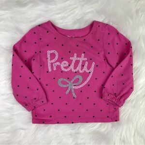 Jumping Beans Cotton Toddler Girls Polka Dot Printed Sparkle Pretty Top 9M
